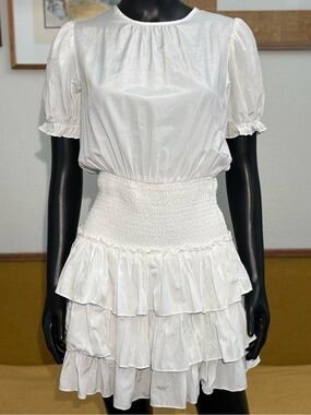 Idem Ditto white smocked mini dress